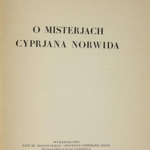 Szmydtowa Zofja, On the mysteries of Cyprian Norwid