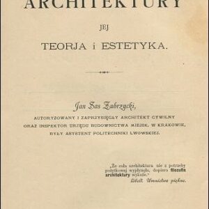 Zubrzycki Jan Sas, Philosophy of Architecture its Theory and Aesthetics