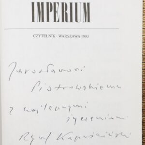 Imperium Kapuscinski 1993 - copy with dedication by the author in a handmade leather binding, Antiquarian Poland
