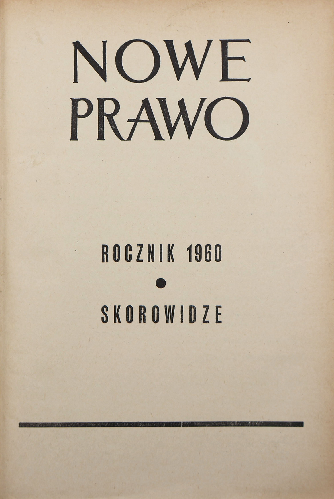 Title Page: New Law. 1960 Edition. Indexes