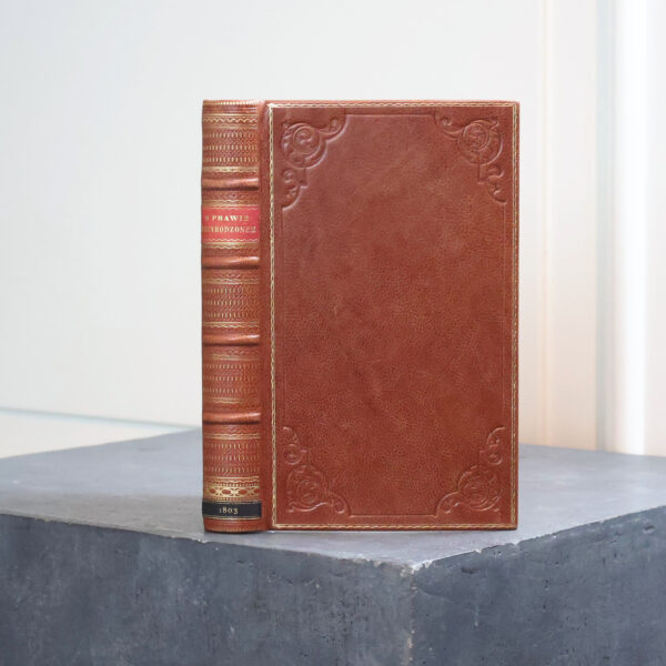 On Natural Law, Warsaw 1803, in a reddish-brown leather binding with a gilded spine, Antykwariat Polski