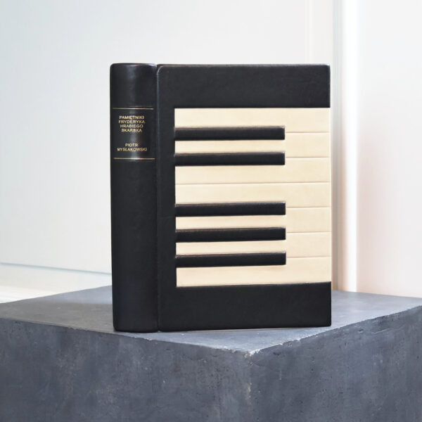 The Memoirs of Count Fryderyk Skarbek, bound in a cover featuring a piano keyboard motif, Antykwariat Polski