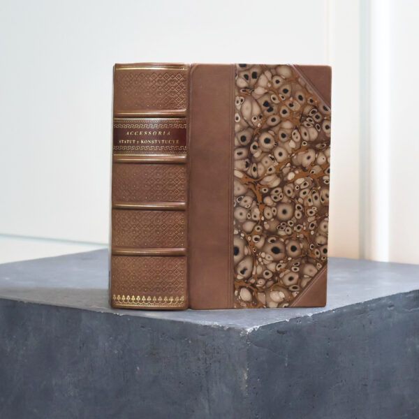 Michał Słoński, *Accessoria statut y konstytucye*, Lviv 1760, in a half-leather binding with marbled paper, Antykwariat Polski