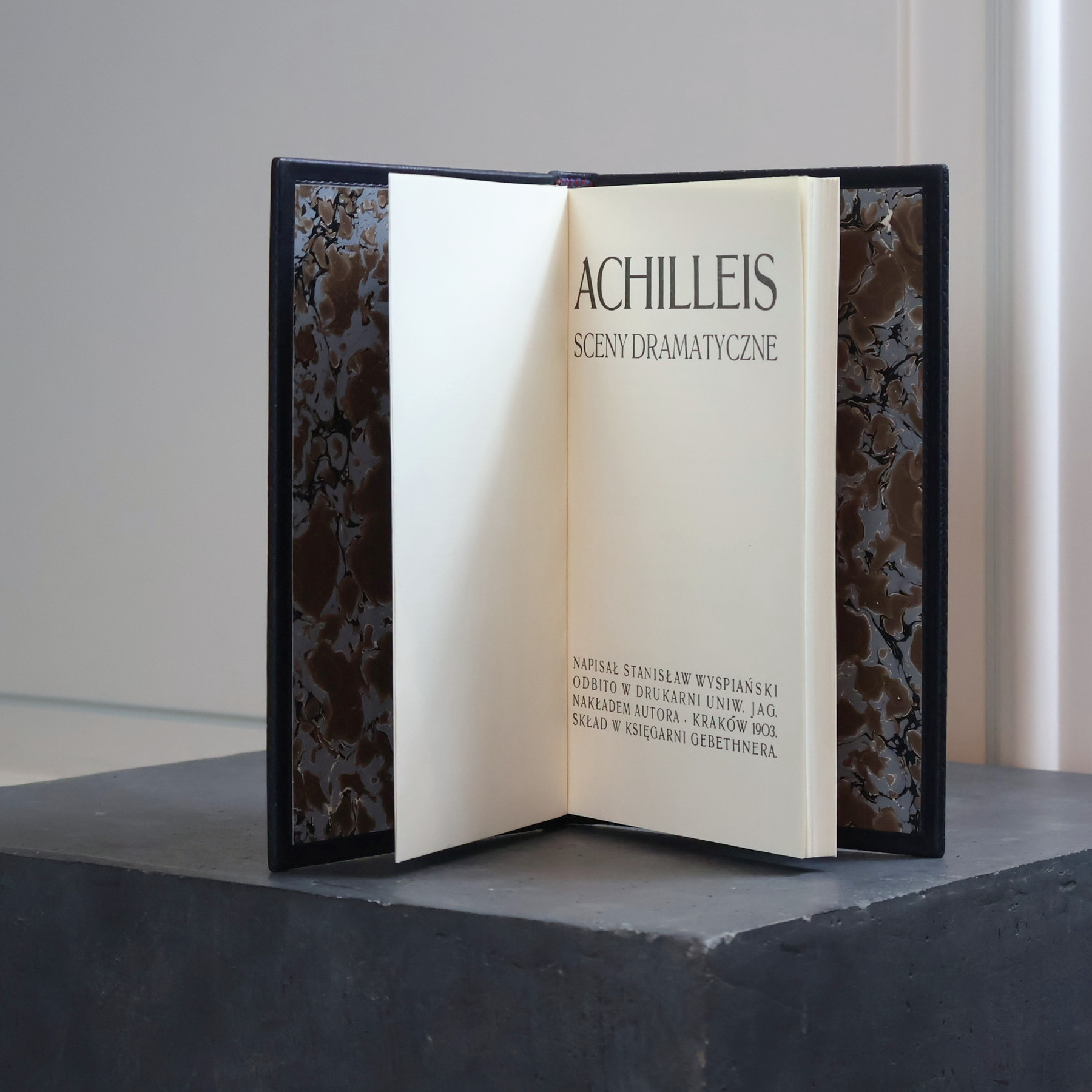 *Achilleis* opens at the title page; marbled endpaper